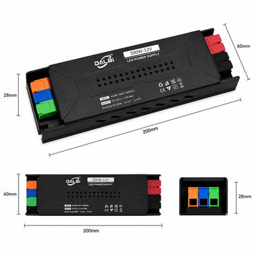 Sursa Alimentare LED 12V 300W 25A Slim cu Conectare Rapida Push-In