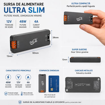 Sursa Alimentare LED 12V 48W 4A Ultra Slim 13mm
