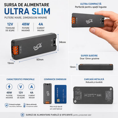 Sursa Alimentare LED 12V 48W 4A Ultra Slim 13mm