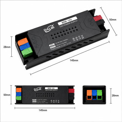 Sursa Alimentare LED 12V 60W 5A Slim cu Conectare Rapida Push-In