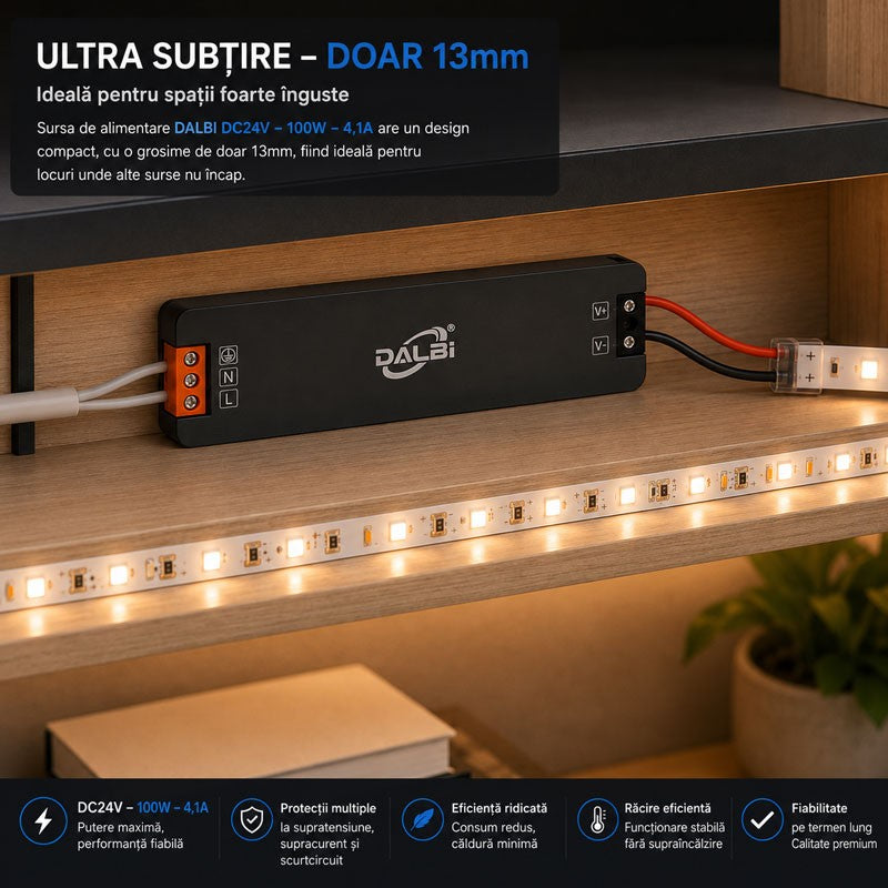 Sursa Alimentare LED 24V 100W 4,1A Ultra Slim 13mm