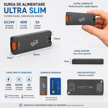Sursa Alimentare LED 24V 48W 2A Ultra Slim 13mm