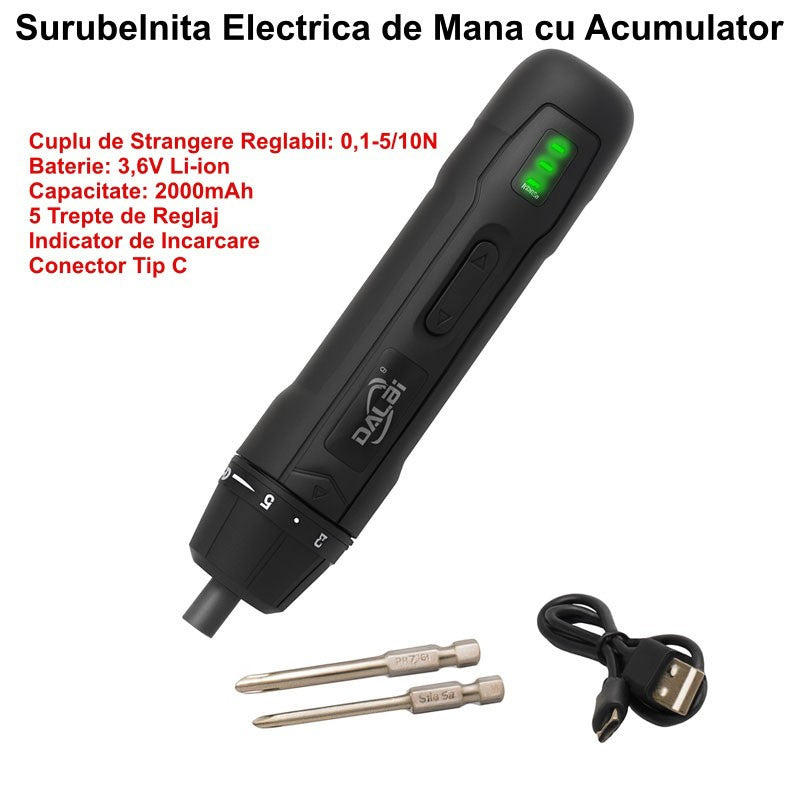 Surubelnita Electrica cu Acumulator 3,6V si Cuplu Reglabil 5 Trepte