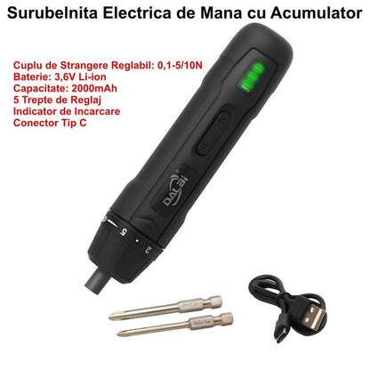 Surubelnita Electrica cu Acumulator 3,6V si Cuplu Reglabil 5 Trepte