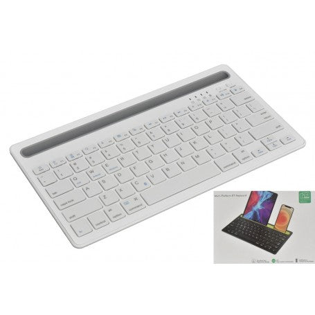 Tastatura Alba Mini Slim cu Bluetooth si Suport Tableta & Telefon / AS-199