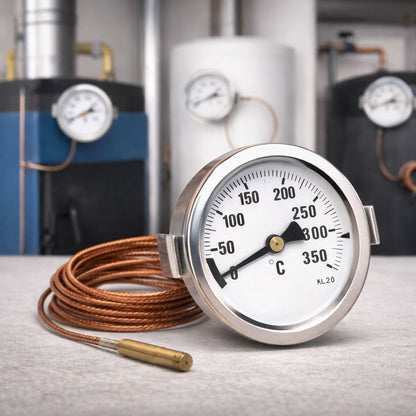 Termometru cu capilar metalic 0–350˚C pentru monitorizarea temperaturii in instalatii termice, cazane si boilere