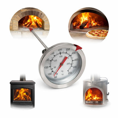 Termometru Metalic Analog cu Tija pentru Temperaturi Inalte pană la 300 grade Celsius cu Tija 120 mm – Cuptoare si HoReCa