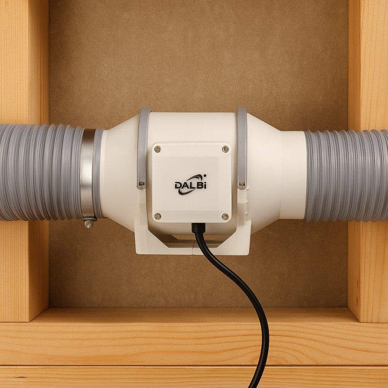 Ventilator Profesional pentru Tubulatura in Linie HZ-100, Putere 30W, Debit 220m3/h, Ø100mm - Dalbi HZ-100