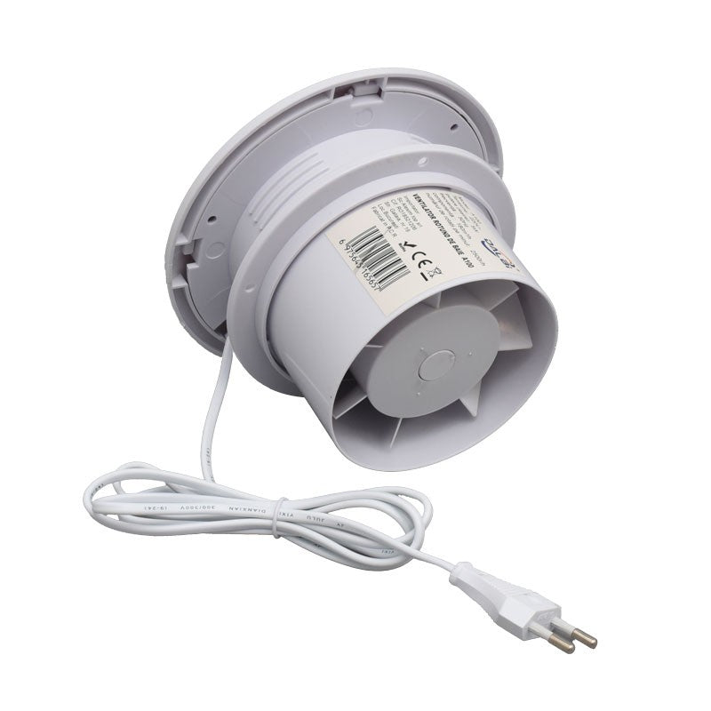 Ventilator Rotund de Baie A150 - 15W cu Clapeta Automata si Telecomanda Programatoare - IPX2